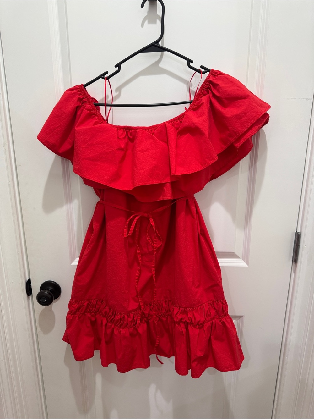 Vici Red Off-Shoulder Ruffle Mini Dress